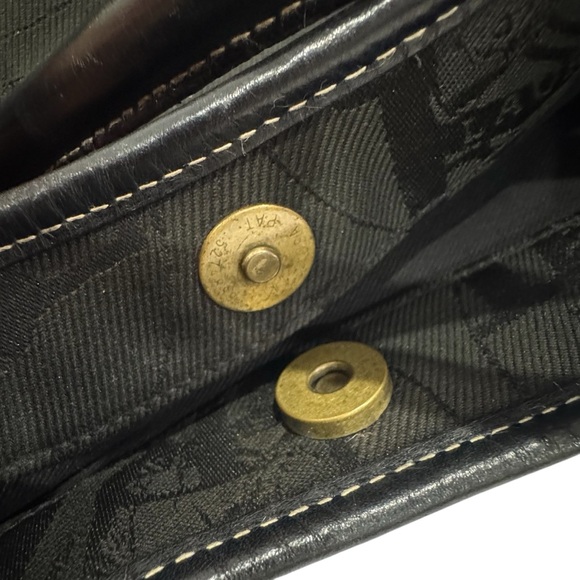 LRL Lauren Ralph Lauren Black Shoulder Bag Signature Logo Canvas Buckles Flawed - Picture 6 of 13